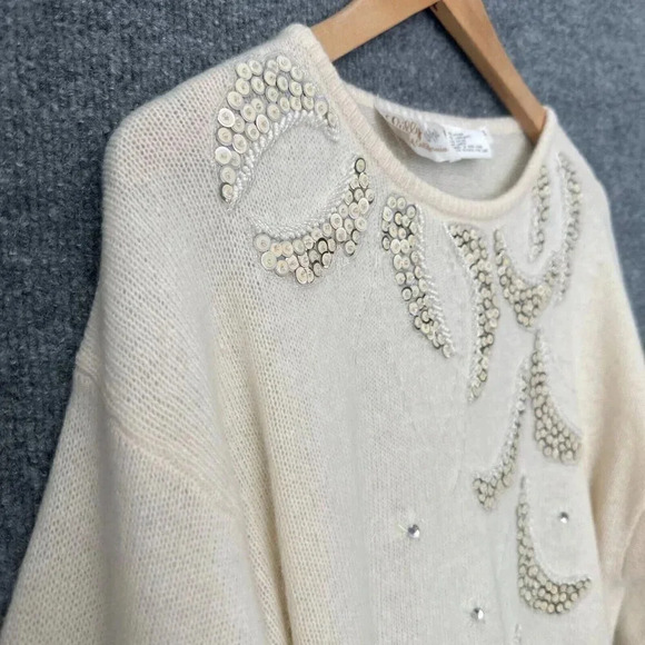 Embellished Cream Sweater - Crew Neck - Picture 3 of 14